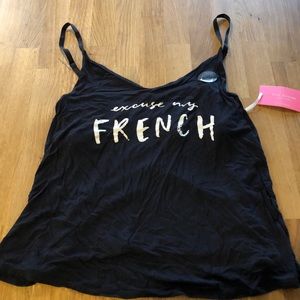 “Excuse my French” black pajama top